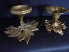 2 Kerzenleuchter Bronze Skulptur Blume Design Kerzenständer floral Leuchter TOP