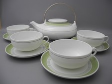 Arzberg Teeservice Teaworld Tunis grüne Streifen Kanne 4 Tassen Untertassen