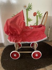 Puppenwagen aus Weideholz, Rot Weiß ……mit Fehler 