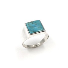 moderner 925 Silber Herren Ring Türkis Schmuck massiver Siegelring Bandring RW71