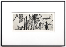 OTTO EGLAU REUSEN AM STRAND Original Radierung  handsigniert 1958