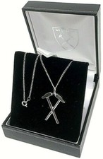 WEST HAM UNITED FC STERLING SILVER HAMMERS PENDANT & CHAIN NECKLACE WHUFC