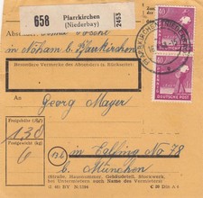 Paketkarte 1948: Pfarrkirchen