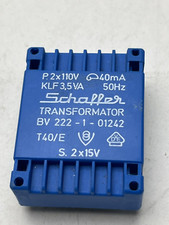 Schaffer Transformator Trafo P 2x110V 40mA 50Hz S 2x15V