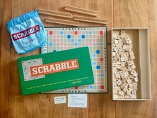 Altes Scrabble Spiel ca. 1950 mit Steinen und Bänken aus Holz Spear-Spiel 26022