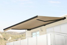 Elektrische Kassetten-Markise T122, Volant 4x3m Polyester Creme, anthrazit