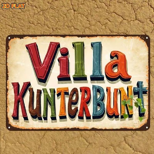 Blechschild villa kunterbunt - blechschild,