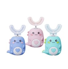 Dinobrush~360~Kinder~Ultraschallzahnbürste~mit~2U-förmigen~Silikonbürstenköpfen