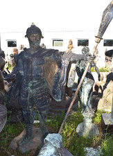 XL Ritter mit Lanze in Rüstung, Bronze, massiv, 205cm