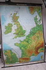 Schulwandkarte Rollkarte  Wenschow  - Reliefkarte - Mitteleuropa  ca. 180 x 250