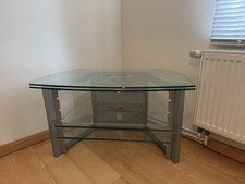 TV Tisch Glas Metall drehbar