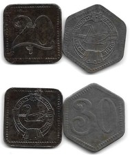 Transport-Token Hamburg Hochbahn 20 & 30 Pf. Eisen Menzel 10549.1 & 2