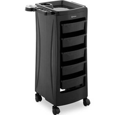 Rollbarer Friseurtrolley Friseurwagen Kosmetikwagen 5 Schubladen 10 kg schwarz