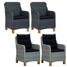 2 Stk. Gartenstühle mit Kissen Poly Rattan Gartensessel Relaxsessel Liegestuhl