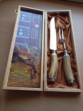  Altes Messer Set Solingen Zwilling Henckels Jäger Besteck  Hirschhorn NEU 