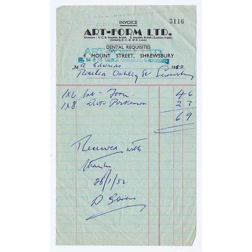 1952 billhead art form ltd - billhead,,