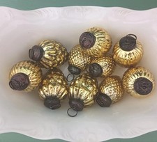 10 x  Echt Glas Weihnachts Ornamente Christbaumkugeln Tannenbaum Deko gold 