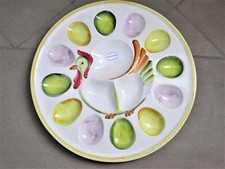 Eierteller Bassano Keramik Fatto A Mano Servier Teller Platte 32 cm groß Huhn 