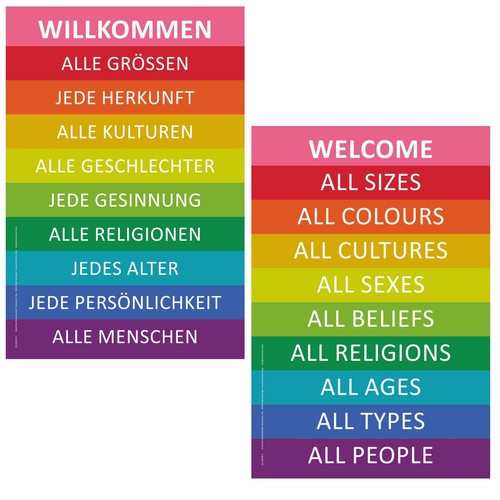 Willkommen schild regenbogen - schild,