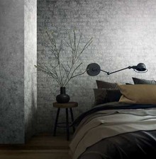 Vliestapete Schrift Antik Beton Optik Dunkelgrau Weiß Metallic 82367 (3,30€/1qm)