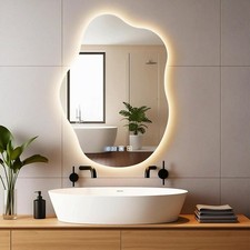 60/80cm LED Badspiegel mit Uhr