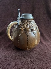 Alter Bierkrug Bierkanne mit Zinndeckel 2 1/2 L old Beer Jug with pewter lid 
