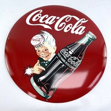 XL rundes Coca Cola Emailschild gewölbtes Emailleschild enamel sign Ø 50 cm