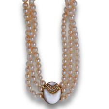 Perlencollier Diamant 750 Gold 18 Kt Gelbgold Damen Wert 2800,-