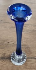 1 Blaue Glas Kerzenhalter (Kerzenleuchter, Kerzenständer) / Glas Dekoration 3831