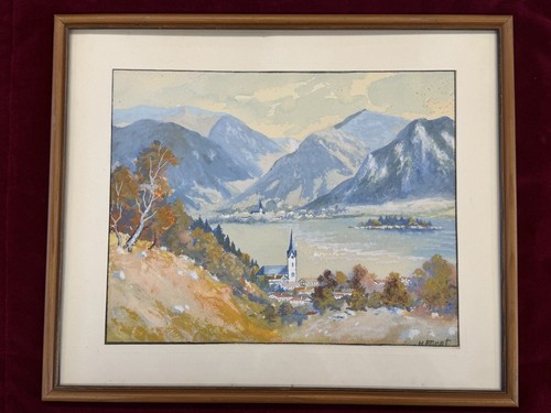 Gouache ansicht vom schliersee - gouache,