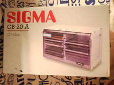 SIGMA VIntage CD Rack für 20 CD´s - weiss mit Rauch farbener Klappe Desktop NEU
