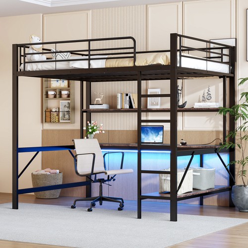 Hochbett 140x200cm schwarz - 140x200cm,