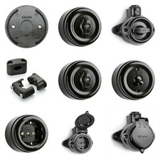 Aufputz Retro Steckdose Schalter Rund Lichtschalter Bakelit Vintage Schwarz THPG