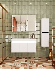 Badmöbel Set Weiß Badezimmermöbel Unterschrank 50 60 80 100 Spiegel Hochschrank