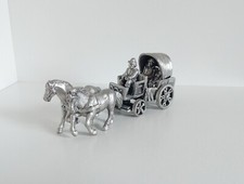 Zinn Kutsche Pferd Vitrinen Teil Deko Sammlung Knick Gelenk Metall Fuhrwerk