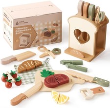 ROBUD 16pcs Holz Spielen Essen Messer Set - sichere Montessori Küche Spielzeug