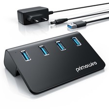 Primewire USB HUB, V2, 4xUSB 3.2 Gen 2, 10 Gbit/s, mit Netzteil, schwarz