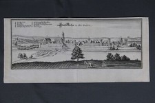 Kupferstich Merian 1644 Aicha in Oberbayern Aicha vorm Wald Stadtansicht