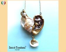 Art Deco Jugendstil Schmuck Halskette Anhänger Modeschmuck Muschel Ohr