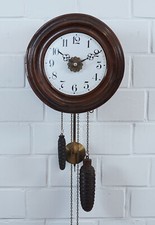 edle Gründerzeit Wanduhr Pendeluhr mit Wecker Glocke Kettenzug 2 Gewichte