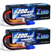 2x Zeee 4S Lipo Akku Batterie 14.8V 6200mAh 80C EC5 Hardcase für RC Auto RC Tank