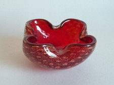 MURANO ASCHER Glasascher rot Goldstaub Italien 10cm