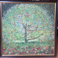 „Gustav Klimt – Apfelbaum I – limitierter Leinwanddruck (Giclée), 75x75 cm