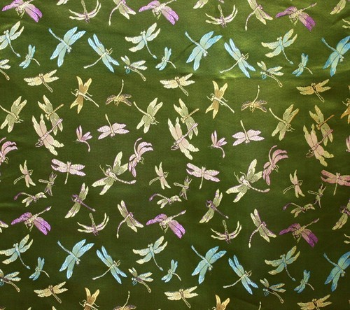 Jacquard stoff libellen grün - stoff,