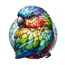 3x Sticker Papagei Buntglas