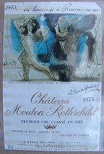 1973 PICASSO KÜNSTLER WEIN ETIKETT CHATEAU MOUTON ROTHSCHILD PR. CRU CLASSE 1973