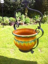 Blumenampel, Rarität, Schmiedeeisen, Keramik