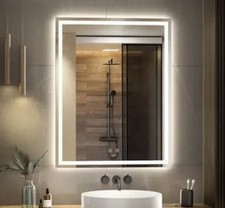 LED Badezimmer Spiegel Kosmetikspiegel Wandmontage großer Spiegel IP 44 90x70cm