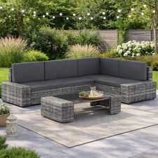 Polyrattan Garten Lounge Grau