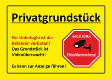 Privatgrundstück - Video, Befahren verboten! - ALU- PVC-Schild oder Klebeschild,